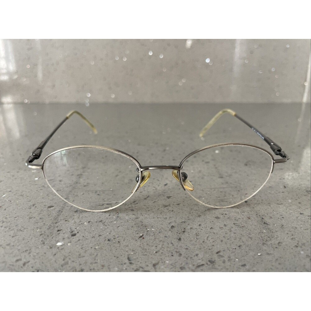Apostrophe AP10 Pewter N7S Eyeglasses Frames ONLY Metal Half Rim Oval 48-19-135